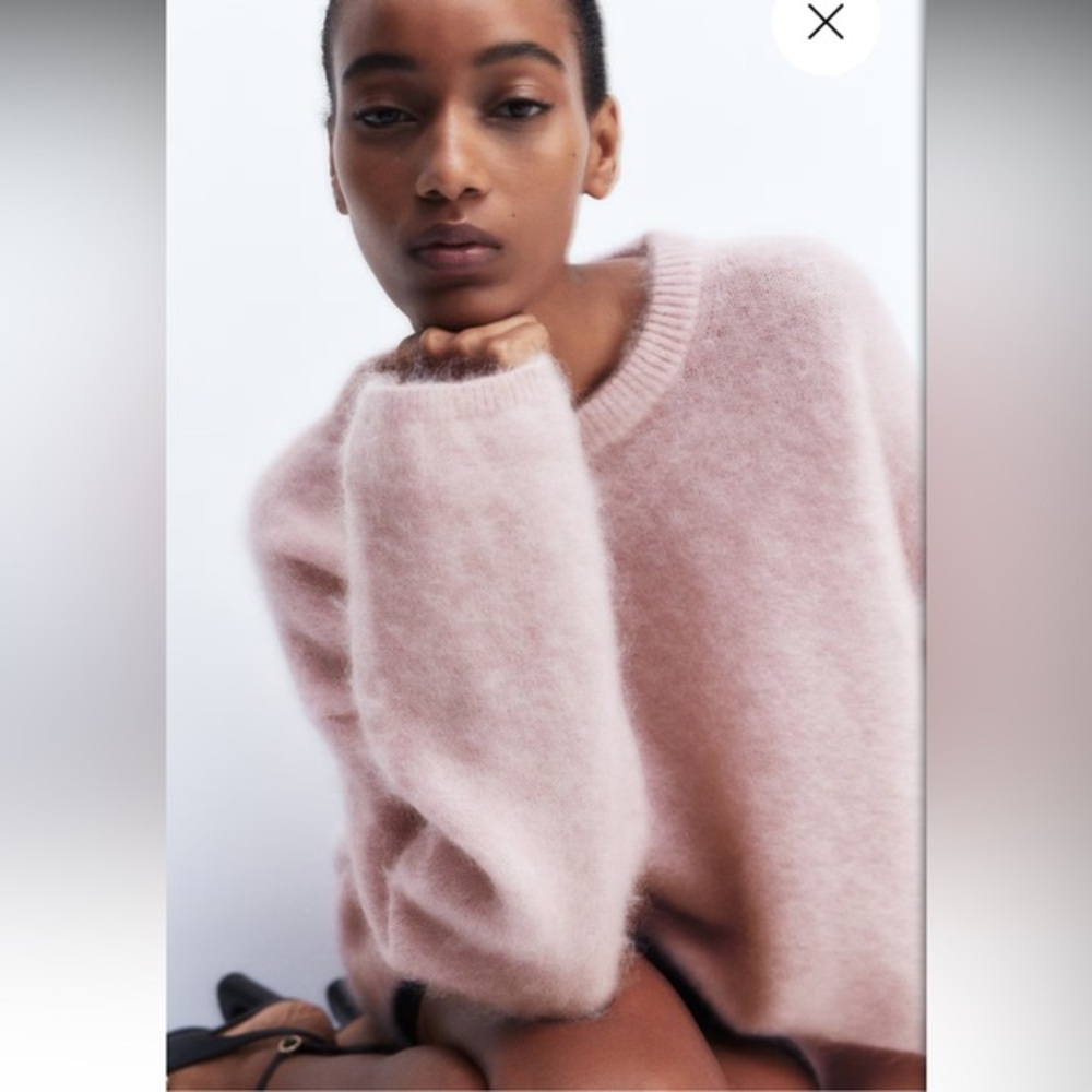 H&M Soft Pink Fuzzy Crew Neck Sweater